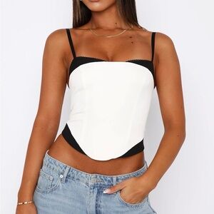 White Fox Black White Corset Bustier Top